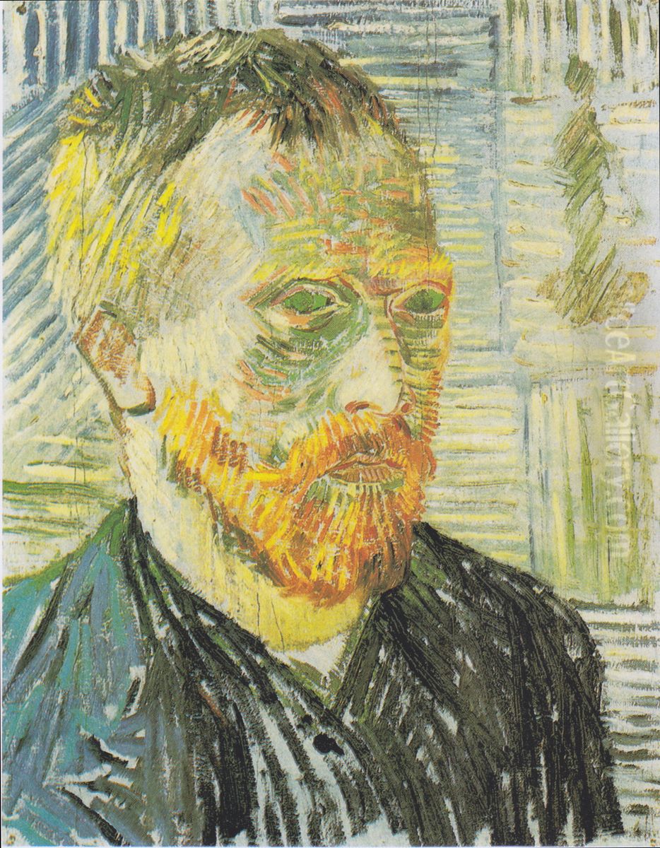 Selbstbildnis mit japanischen Druck Oil Painting by Vincent Van Gogh