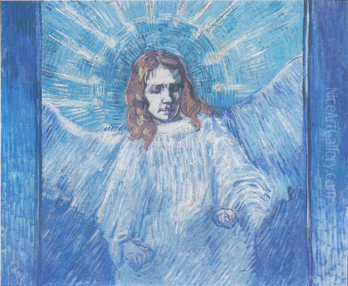 Half-figure of an Angel (after Rembrandt) Oil Painting by Vincent Van Gogh