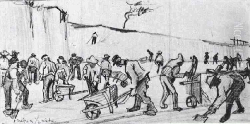 Sand Diggers in Dekkersduin near The Hague Oil Painting by Vincent Van Gogh