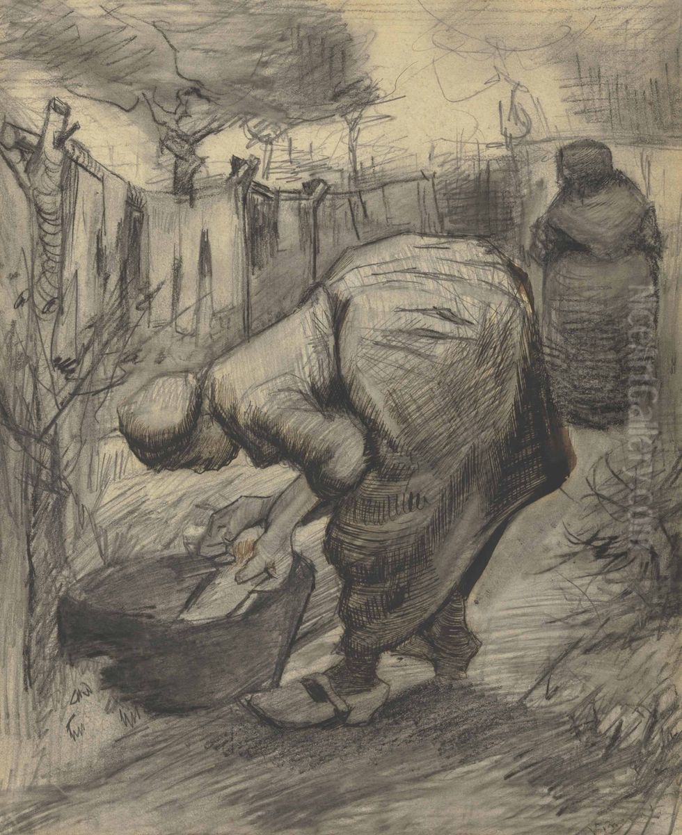 Peasant Woman at the Washtub Oil Painting by Vincent Van Gogh