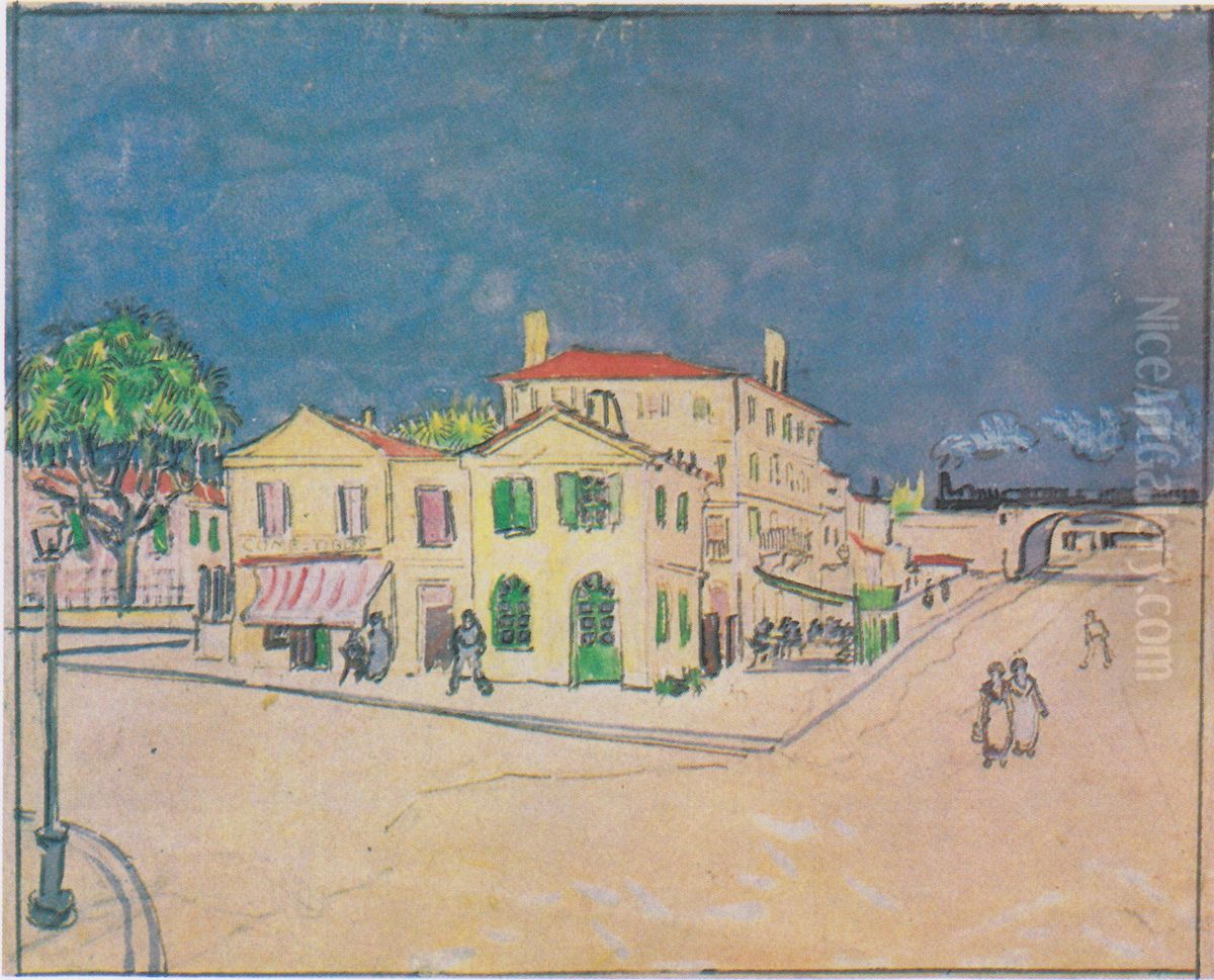 Das gelbe Haus (Vincents Haus) Oil Painting by Vincent Van Gogh