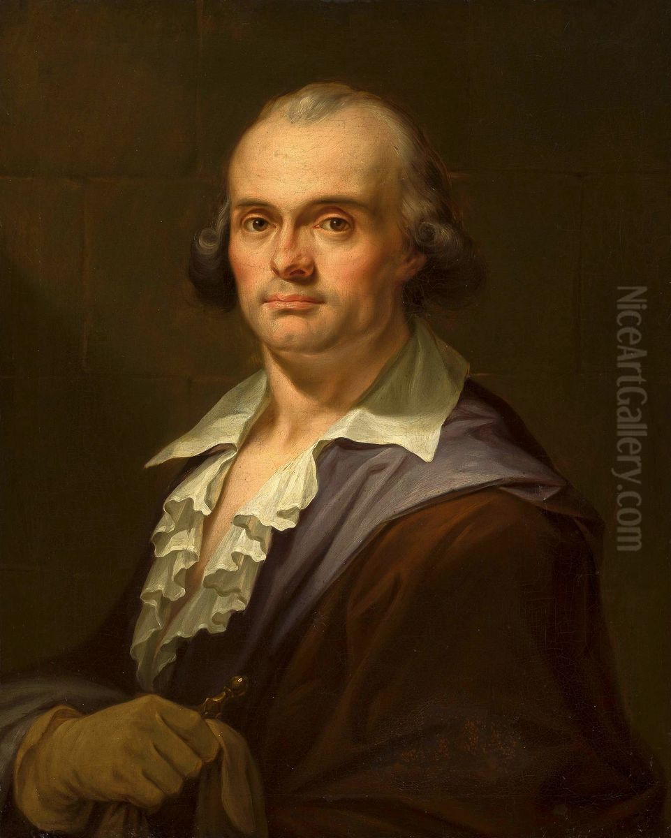 Portret mezczyzny z rekawiczka Oil Painting by Janos Mihaly Hesz