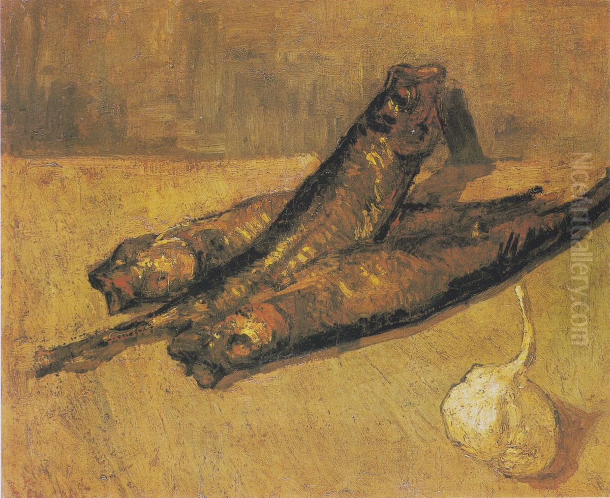 Still life with buckling and garlic-onion Oil Painting by Vincent Van Gogh
