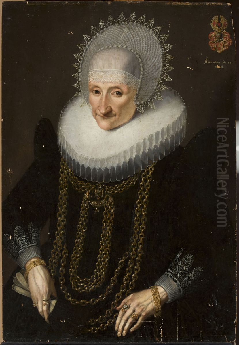 Portrait of an old woman Oil Painting by Samuel Hoffmann