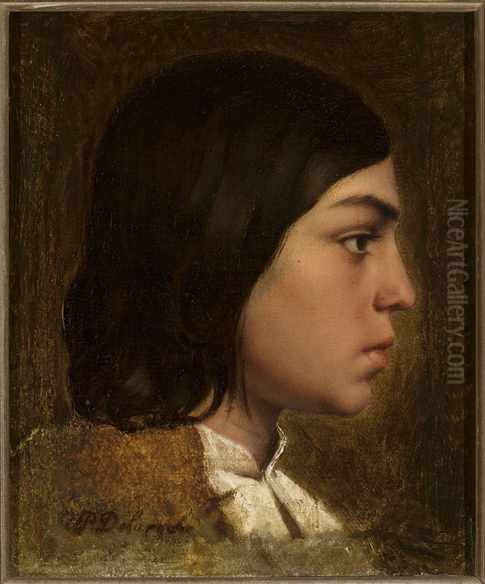 Head of a boy Oil Painting by Paul Delaroche