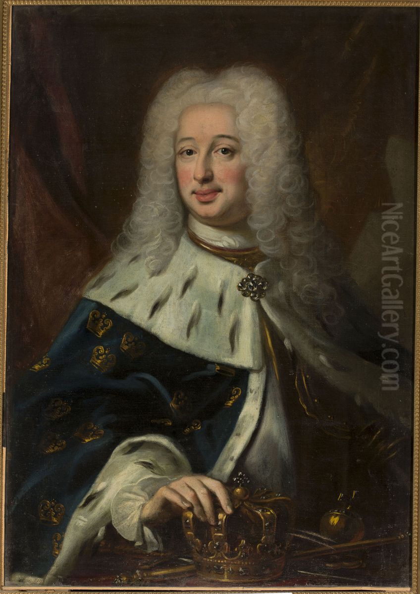 Portret Fryderyka I Heskiego (1676-1751), krola Szwecji w latach 1720-1751) Oil Painting by Georg Engelhard Schroder