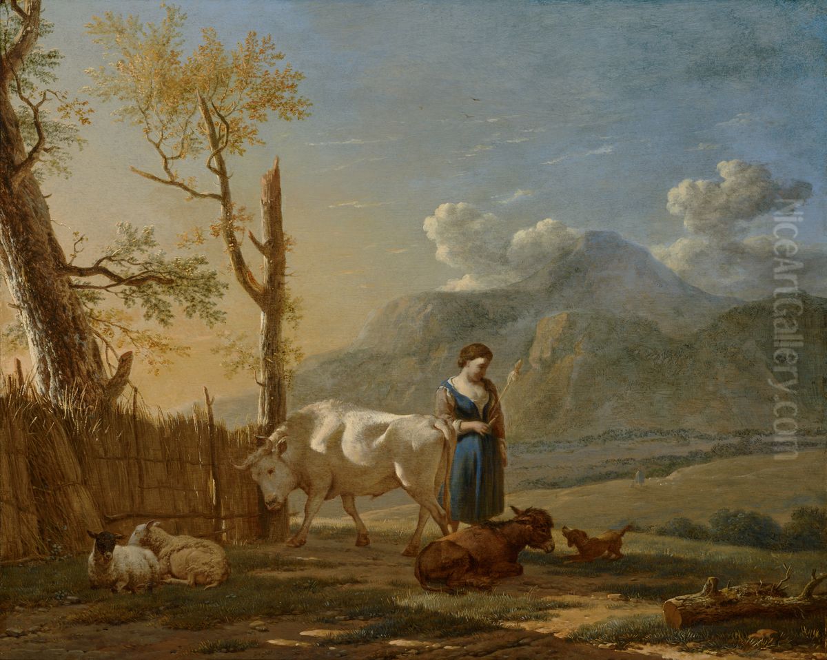 Landscape with a Shepherdess Oil Painting by Karel Dujardin