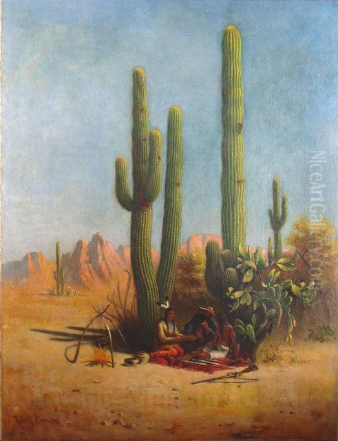 Giant Cacti in Southern Arizona Oil Painting by Rudolf (Daniel Ludwig) Cronau
