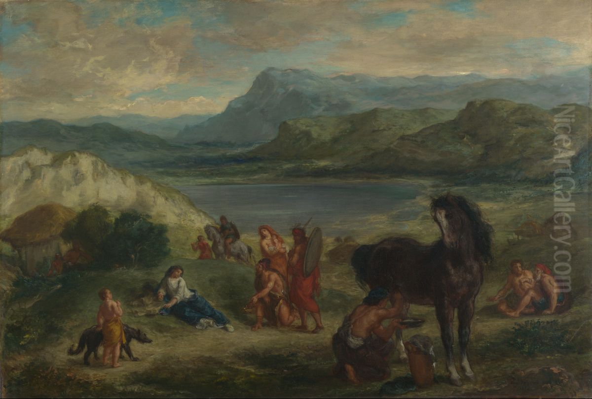 Ovid among the Scythians Oil Painting by Eugene Delacroix