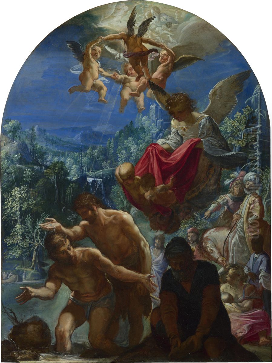 The Baptism of Christ Oil Painting by Adam Elsheimer