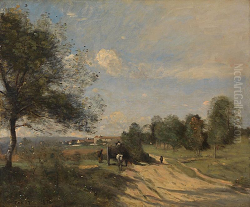 The Wagon (\ Oil Painting by Jean-Baptiste Camille Corot