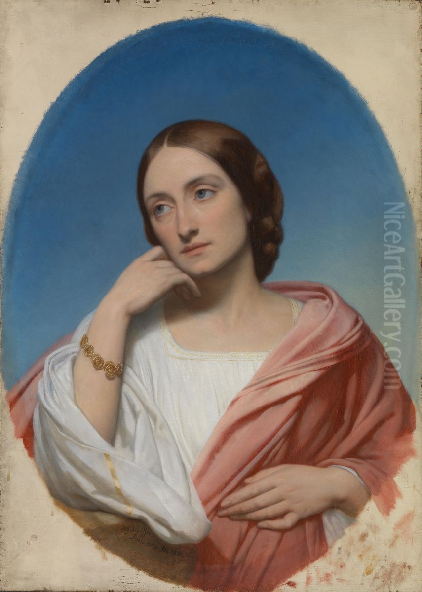 MrsMrs Robert Hollond, philanthropist, nee Ellen Julia Teed (1822 - 1884) byAry Scheffer Oil Painting by Ary Scheffer