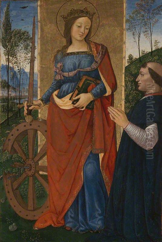 Saint Catherine of Alexandria with a Donor Oil Painting by Pinturicchio
