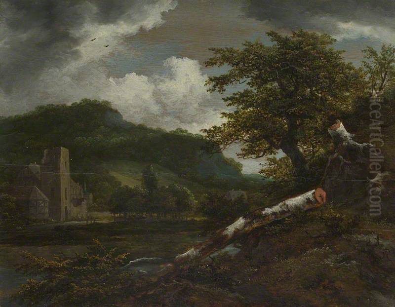 A Landscape with a Ruined Building Oil Painting by Jacob Van Ruisdael