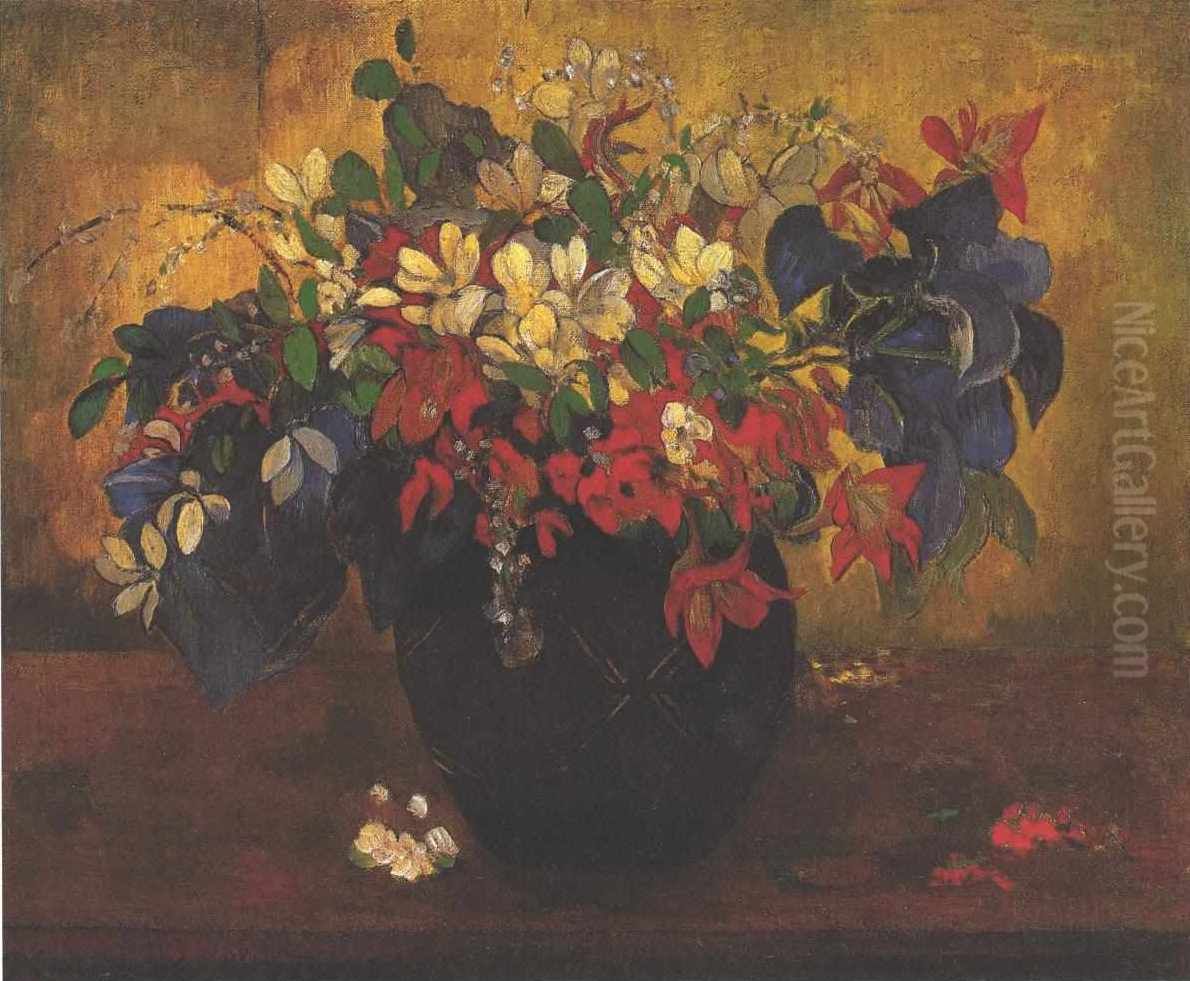 Vase de fleurs rouges Oil Painting by Paul Gauguin