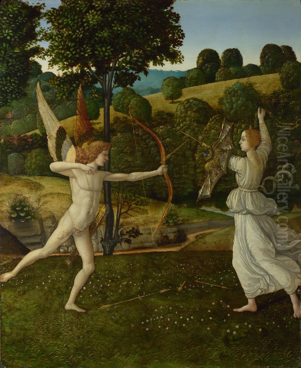 Lotta tra Amore e Castita Oil Painting by Gherardo di Giovanni del Fora