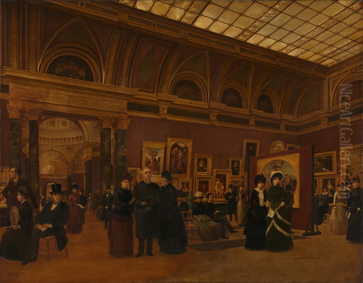 The National Gallery, Interior of Room 32 Oil Painting by Giuseppe Gabrielli