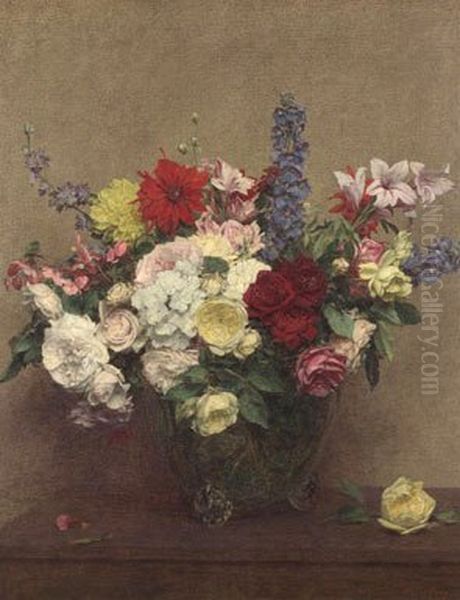 The Rosy Wealth of June Oil Painting by Henri Fantin-Latour