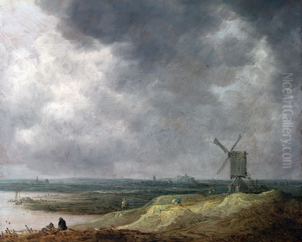 A Windmill by a River Oil Painting by Jan van Goyen