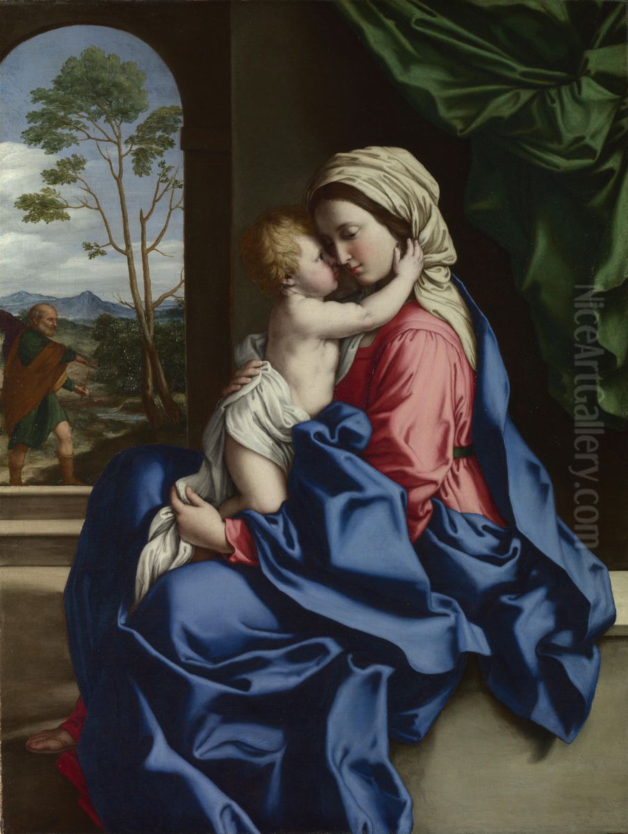 The Virgin and Child Embracing Oil Painting by Giovanni Battista Salvi da Sassoferrato