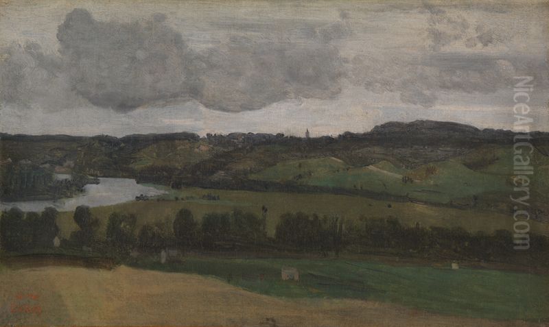 The Seine near Rouen Oil Painting by Jean-Baptiste Camille Corot