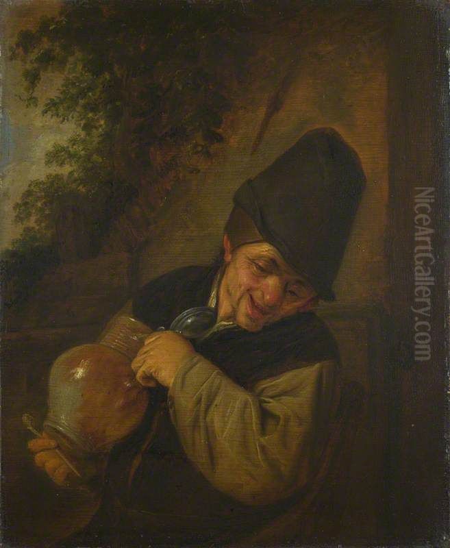 A Peasant holding a Jug and a Pipe Oil Painting by Adriaen van Ostade