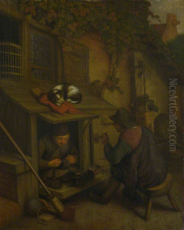 A Cobbler Oil Painting by Adriaen van Ostade