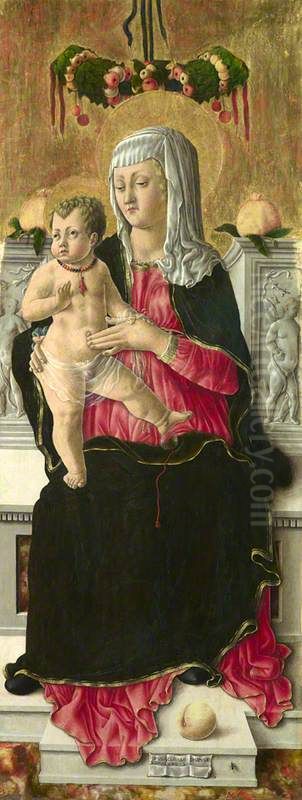 The Virgin and Child Enthroned Oil Painting by Giorgio Schiavone