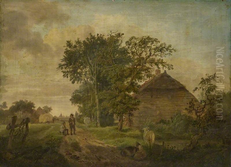 A Road by a Cottage Oil Painting by Johannes Cornelis Haccou