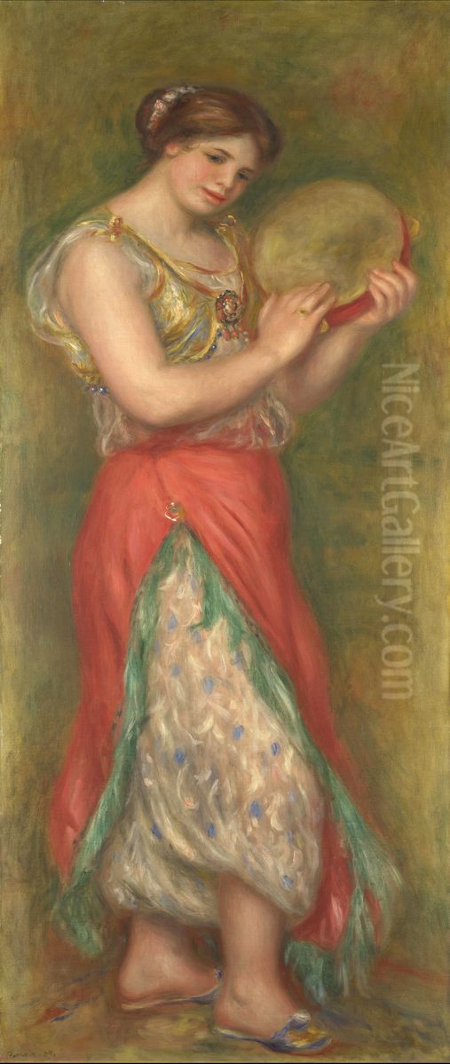 Dancing Girl with Tambourine Oil Painting by Pierre Auguste Renoir
