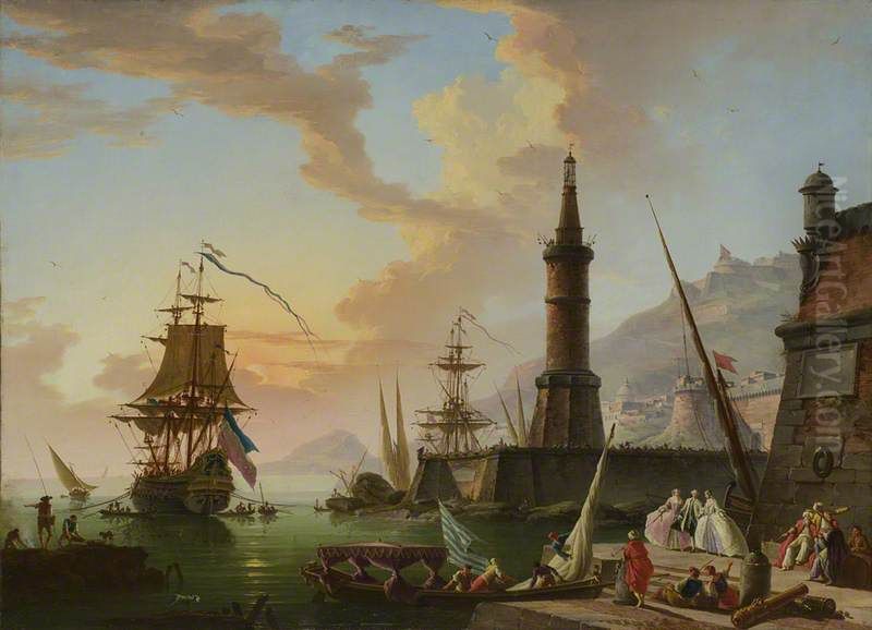 A Seaport Oil Painting by Joseph Vernet