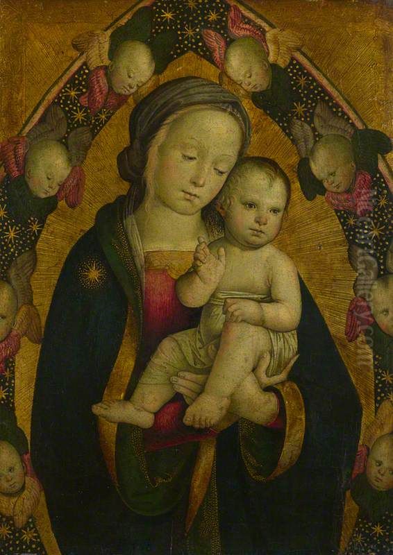 The Virgin and Child in a Mandorla with Cherubim Oil Painting by Pietro Vannucci Perugino