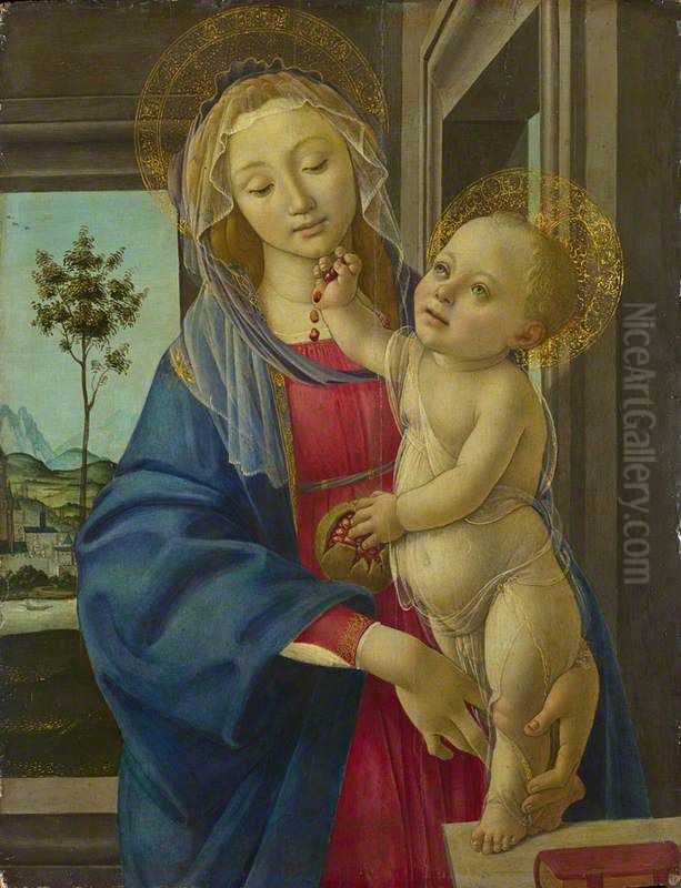 The Virgin and Child with a Pomegranate Oil Painting by Sandro Botticelli