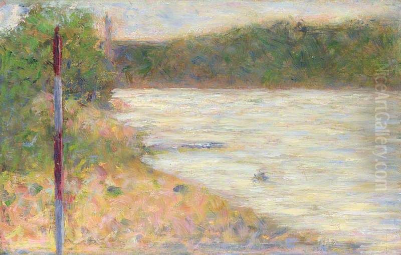 A River Bank (The Seine at Asnieres) Oil Painting by Georges Seurat