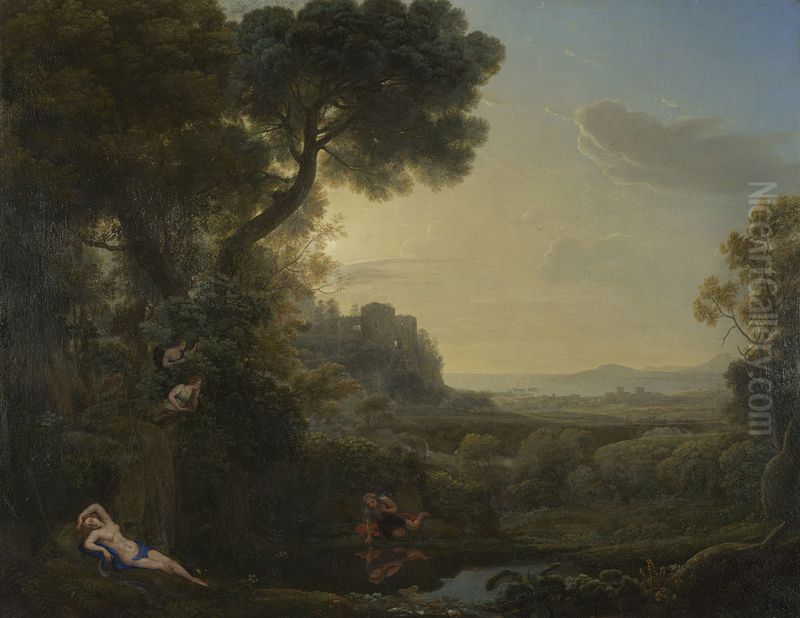 Landscape with Narcissus and Echo Oil Painting by Claude Lorrain (Claude Gellee)