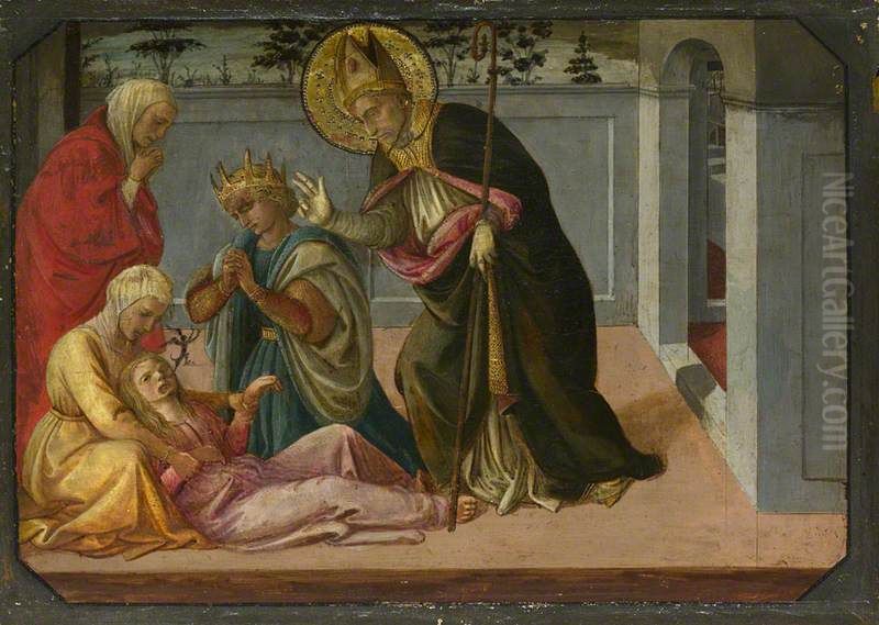 Saint Zeno exorcising the Daughter of Gallienus Oil Painting by Filippo Lippi