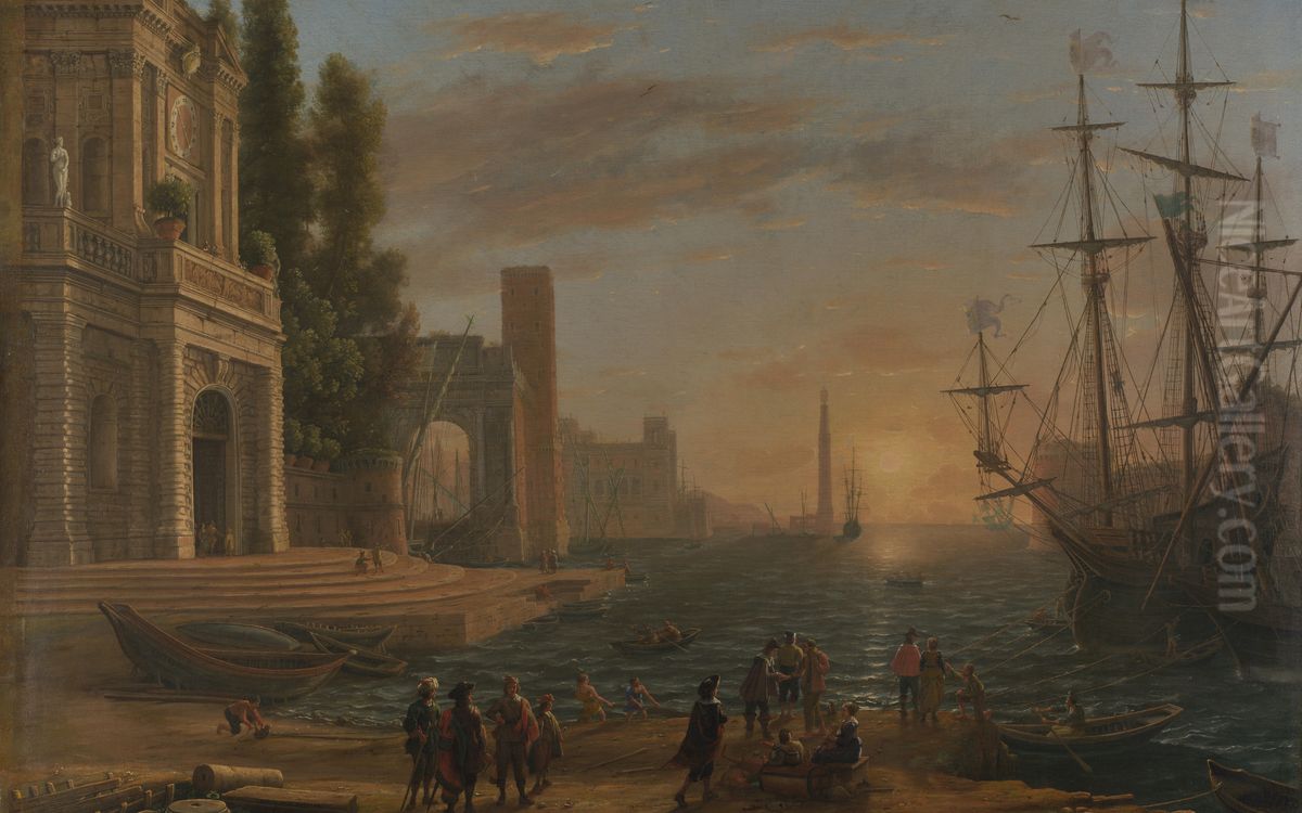 A Seaport Oil Painting by Claude Lorrain (Claude Gellee)