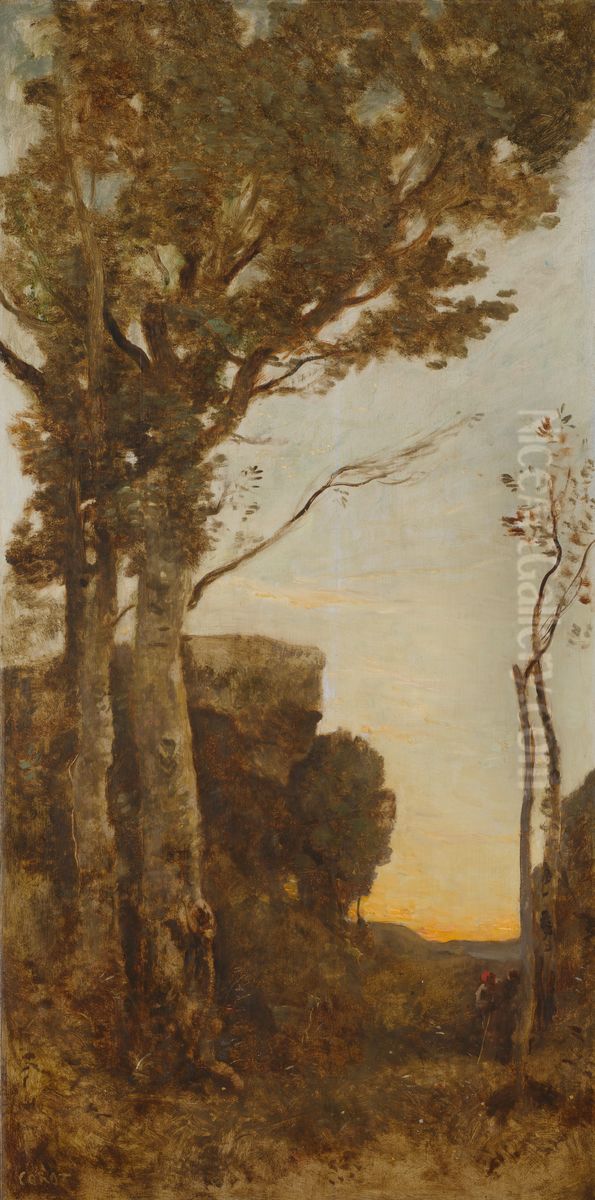 The Four Times of Day (Morning) Oil Painting by Jean-Baptiste Camille Corot