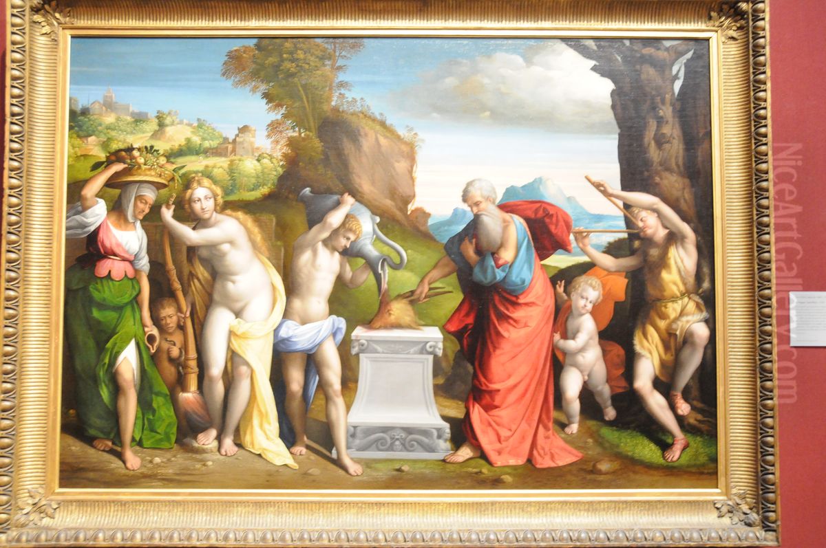 An ancient funeral Oil Painting by Benvenuto Tisi