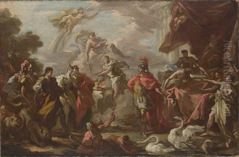 An Allegory of the Marriage of the Elector Palatine Oil Painting by Giovanni Antonio Pellegrini