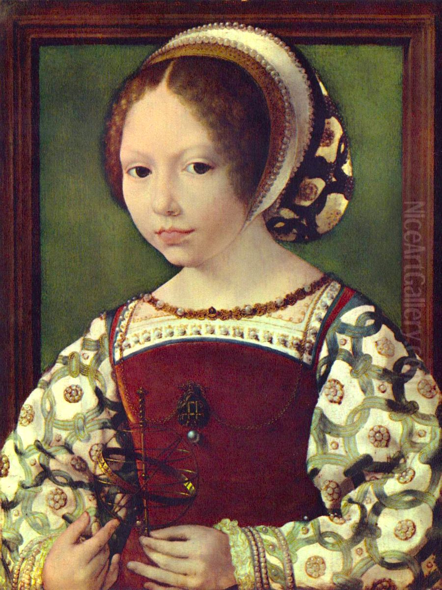 Portrat eines Madchen (Jaqueline de Bourgogne? oder Dorothea von Danemark?) Oil Painting by Jan Gossaert