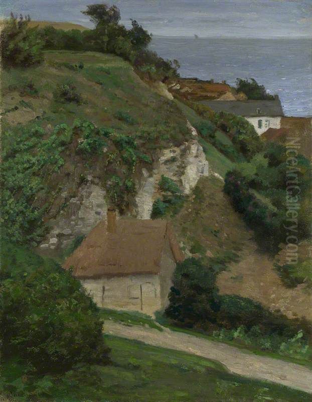 House on the cliffs near Fecamp Oil Painting by Antoine Chintreuil