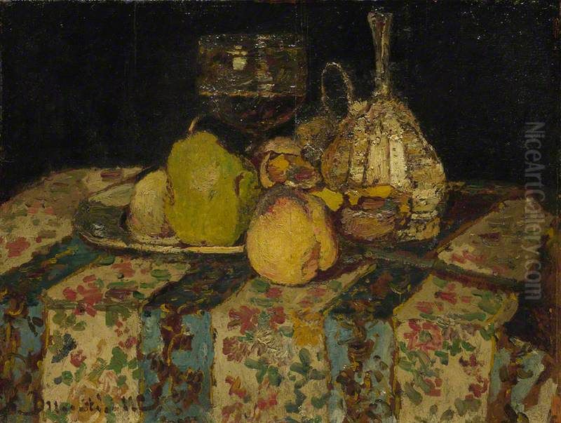 Fruit Oil Painting by Adolphe Joseph Thomas Monticelli