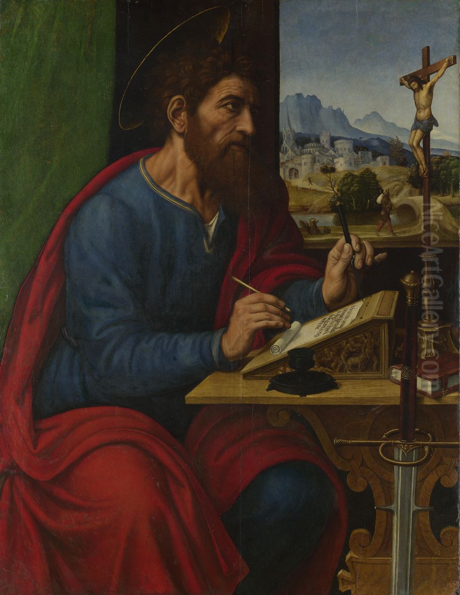 Saint Paul Writing. Oil Painting by Pier Francesco Sacchi