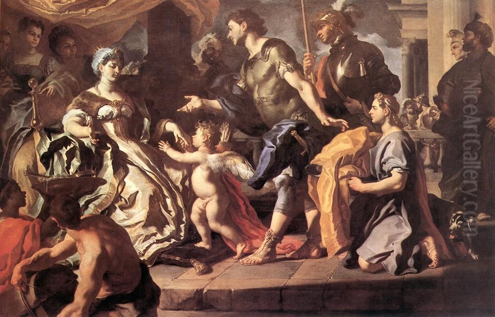 Dido Receiving Aeneas and Cupid Disguised as Ascanius Oil Painting by Francesco Solimena