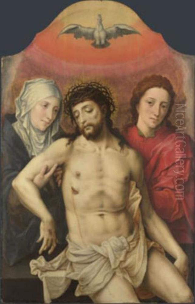 The Dead Christ supported by the Virgin and Saint John Oil Painting by Master Of The Prodigal Son