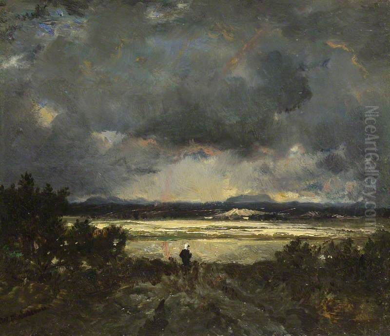 Sunset in the Auvergne Oil Painting by Theodore Rousseau