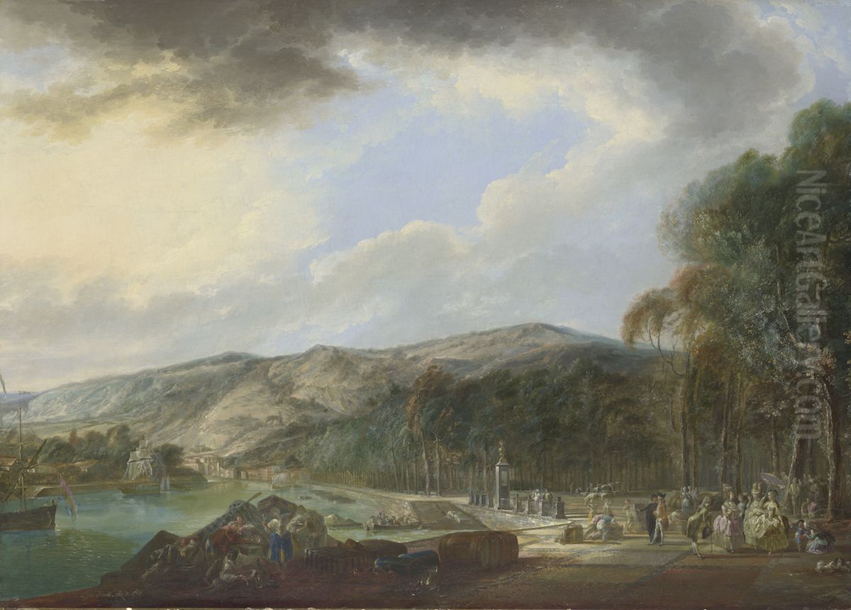 View of El Arenal de Bilbao Oil Painting by Luis Paret Y Alczar