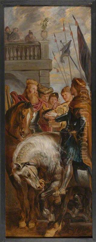 Kings Clothar and Dagobert dispute with a Herald Oil Painting by (studio of) Rubens, Peter Paul