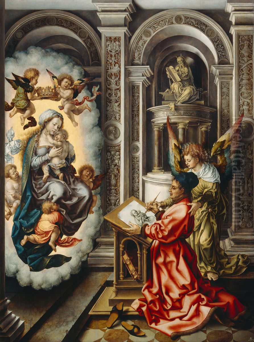 Saint Luke painting the Virgin Oil Painting by Jan Gossaert